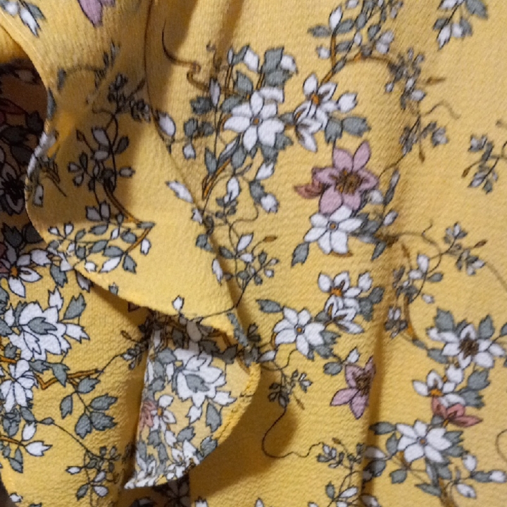Floral Yellow Wrap Dress - Picture 5 of 9